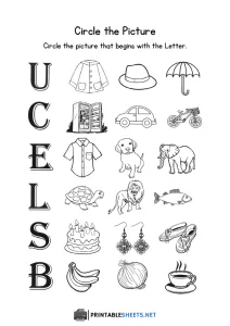 thumbnail of Circle the Picture Worksheet (U,C,E,L,S,B)